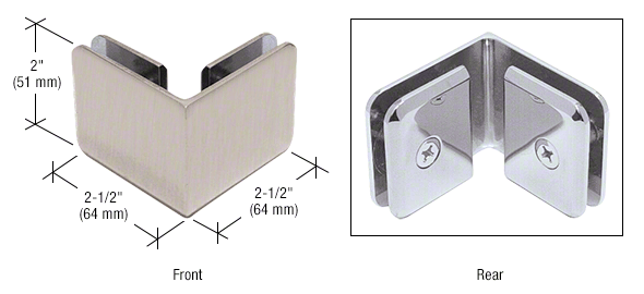GDI Brushed Nickel Beveled Style 90º Glass-to-Glass Clamp
