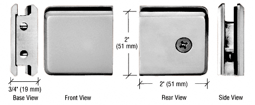 GDI Brushed Nickel Beveled Style Notch-in-Glass Fixed Panel U-Clamp