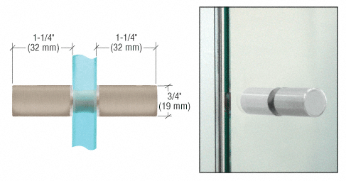 GDI Brushed Nickel Cylinder Style Back-to-Back Shower Door Knobs