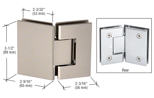 GDI Brushed Nickel Geneva 045 Series 135 Degree Glass-to-Glass Hinge