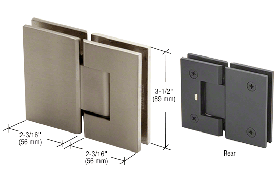 GDI Brushed Nickel Geneva 180 Series 180 Degree Glass-to-Glass Standard Hinge