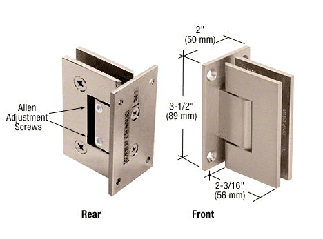 GDI Brushed Nickel Geneva 337 Series Adjustable Wall Mount Full Back Plate Hinge