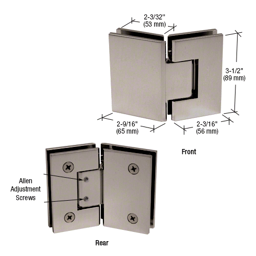 GDI Brushed Nickel Geneva 345 Series Adjustable 135 Degree Glass-to-Glass Hinge