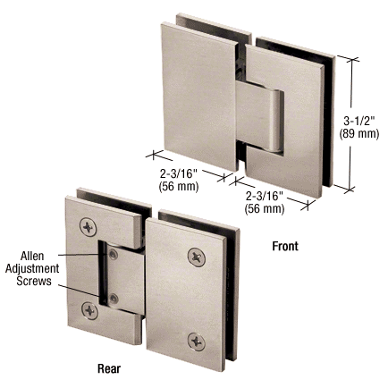 GDI Brushed Nickel Geneva 380 Series Adjustable 180 Degree Glass-to-Glass Hinge