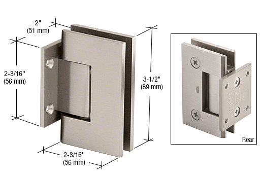GDI Brushed Nickel Geneva Series Wall Mount Short Back Plate Hinge With 5 Degree Pre-Set