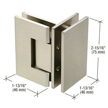 GDI Brushed Nickel Junior Geneva 092 Series 90 Degree Glass-to-Glass Hinge