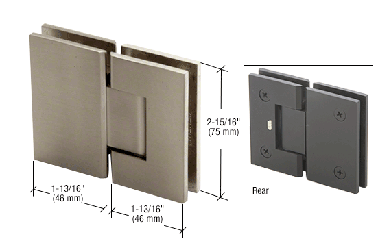 GDI Brushed Nickel Junior Geneva 580 Series 180 Degree Glass-to-Glass Hinge with 5 Degree Pin Preset