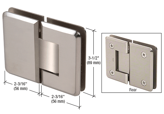 GDI Brushed Nickel Pinnacle 180 Series 180 Degree Glass-to-Glass Standard Hinge
