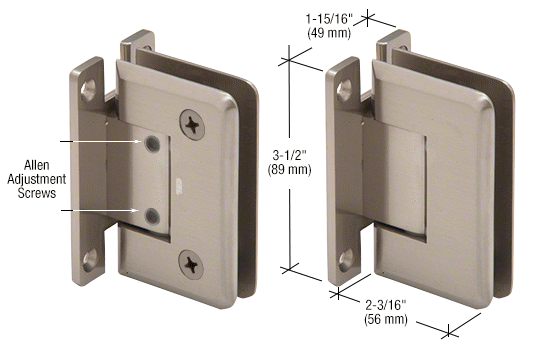 GDI Brushed Nickel Pinnacle 337 Series Adjustable Wall Mount Full Back Plate Hinge