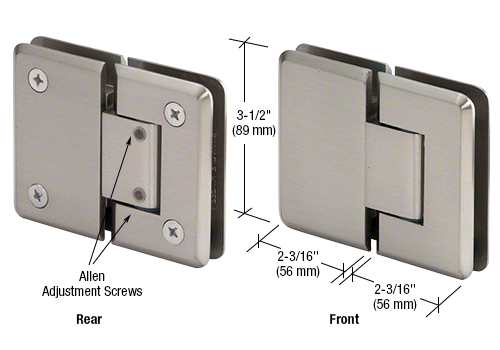 GDI Brushed Nickel Pinnacle 380 Series Adjustable 180 Degree Glass-to-Glass Hinge