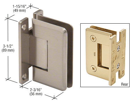 GDI Brushed Nickel Pinnacle 537 Series Wall Mount Full Back Plate Standard Hinge With 5 Degree Offset