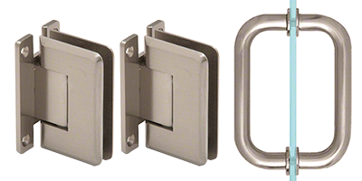 GDI Brushed Nickel Pinnacle Shower Pull and Hinge Set