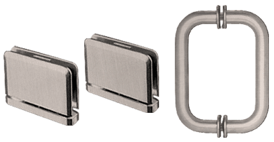 GDI Brushed Nickel Prima Shower Pull and Hinge Set