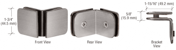GDI Brushed Nickel Roman Series 90 Degree Glass-to-Glass Clamp
