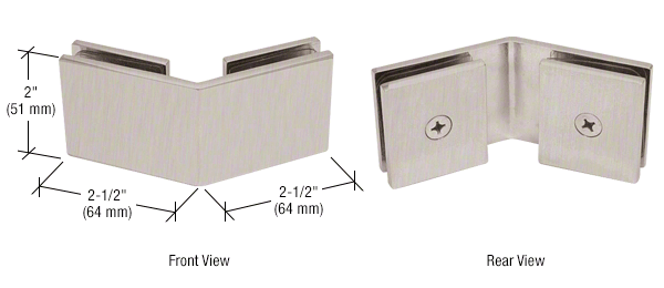 GDI Brushed Nickel Square 135 Degree Glass-to-Glass Clamp