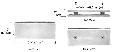GDI Brushed Nickel Square 180 Degree Glass-to-Glass Clamp