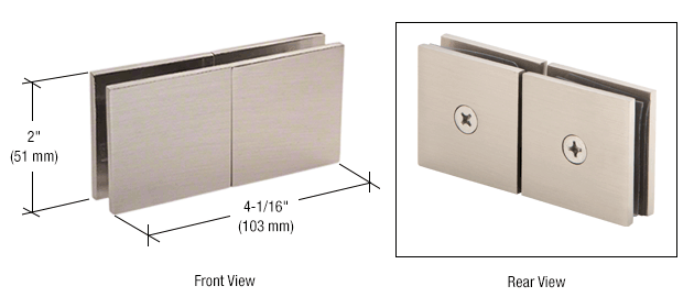 GDI Brushed Nickel Square 180 Degree Glass-to-Glass Movable Transom Clamp