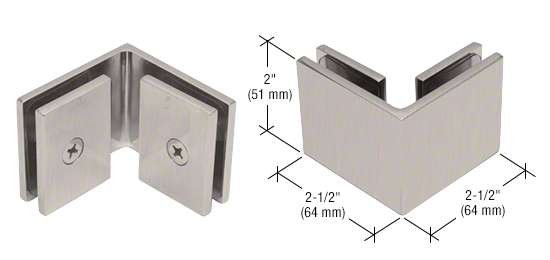 GDI Brushed Nickel Square 90 Degree Glass-to-Glass Clamp