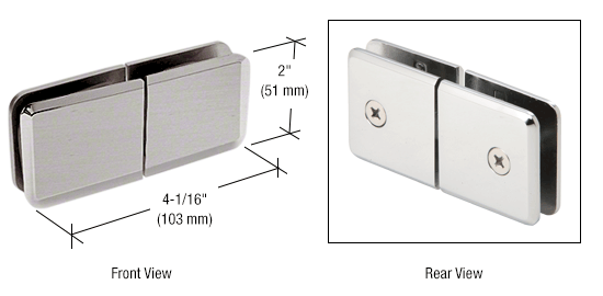GDI Brushed Nickel Square Beveled 180º Glass-to-Glass Movable Transom Clamp