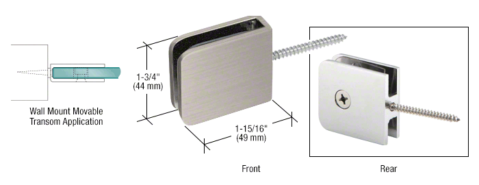 GDI Brushed Nickel Traditional Movable Wall Mounted Transom Glass Clamp