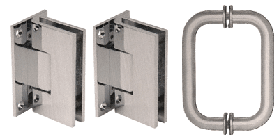 GDI Brushed Nickel Vienna Shower Pull and Hinge Set