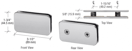 GDI Brushed Satin Chrome 180 Degree Traditional Style Double Stud Glass Clamp