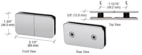 GDI Brushed Satin Chrome 180 Degree Traditional Style Split Face and 'Y' Inline Glass Clamp