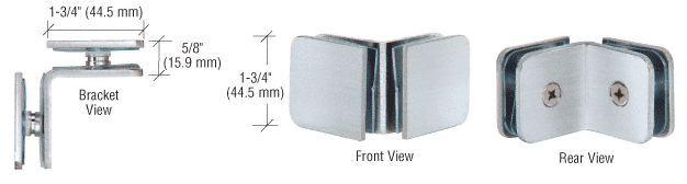 GDI Brushed Satin Chrome 90 Degree Traditional Style Glass-to-Glass Clamp
