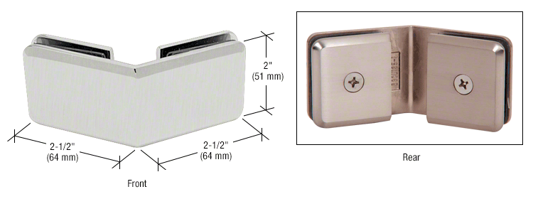 GDI Brushed Satin Chrome Beveled 135º Glass-to-Glass Clamp