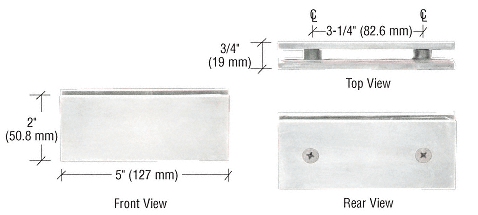 GDI Brushed Satin Chrome Square 180 Degree Glass-to-Glass Clamp