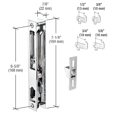GDI Chrome Flush Mount Handle Set 6-5/8" Screw Holes with 4 Hook Assortment