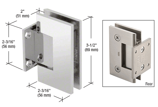 GDI Chrome Geneva Series Wall Mount Short Back Plate Hinge With 5 Degree Pre-Set
