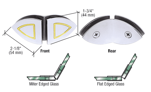 GDI Chrome with Gold Accents 135 Degree Cathedral Style Glass Clamp