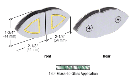 GDI Chrome with Gold Accents 180 Degree Cathedral Style Glass Clamp