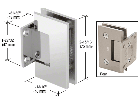 GDI Chrome Junior Geneva 574 Series Wall Mount Short Back Plate Hinge With 5 Degree Pin Preset