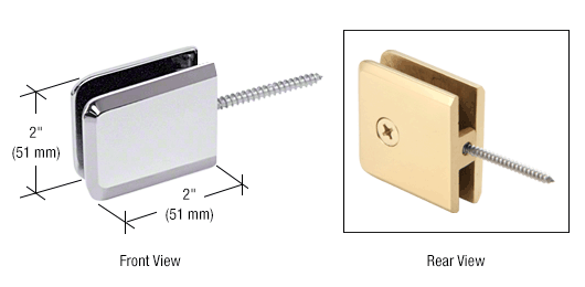 GDI Chrome Square Beveled Wall Mount Movable Transom Clamp