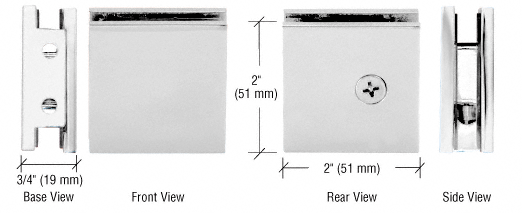 GDI Chrome Square Style Notch-in-Glass Fixed Panel U-Clamp