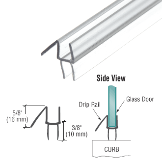 GDI Clear Co-Extruded Bottom Wipe With Drip Rail for 1/2" Glass