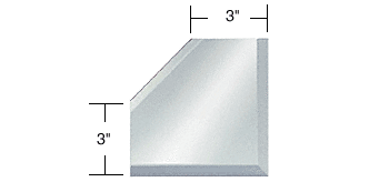 GDI Clear Mirror Glass 3" Mitered Corner Beveled on 3 Sides