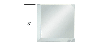 GDI Clear Mirror Glass 3" Square Beveled on 2 Sides