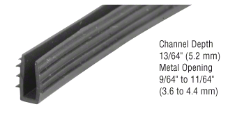 GDI Glazing Vinyl 13/64" Channel Depth 9/64" to 11/64" Metal Opening - 100' Roll