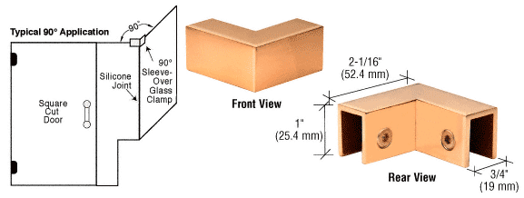 GDI Gold Plated 90 Degree "Sleeve Over" Glass Clamp