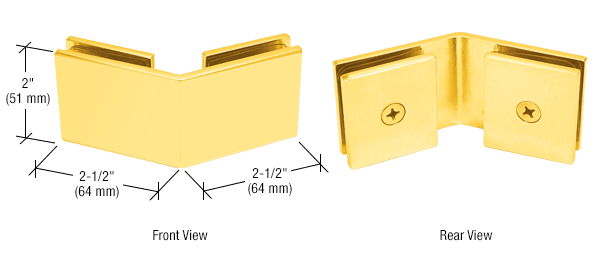 GDI Gold Plated Square 135 Degree Glass-to-Glass Clamp