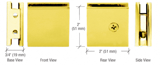 GDI Gold Plated Square Style Notch-in-Glass Fixed Panel U-Clamp