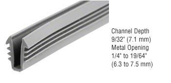 GDI Gray Glazing Vinyl 9/32" Channel Depth 1/4" to 19/64" Metal Opening - 100' Roll