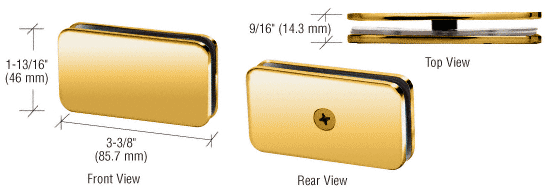 GDI Polished Brass 180 Degree Junior Traditional Style Fixed Glass Clamp for 1/4" Glass