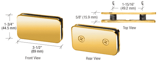 GDI Polished Brass 180 Degree Traditional Style Double Stud Glass-to-Glass Clamp