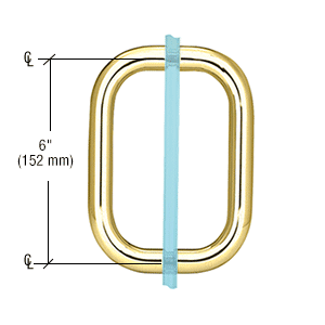 GDI Polished Brass 6" Back-to-Back Solid Brass 3/4" Diameter Pull Handles Without Metal Washers