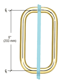 GDI Polished Brass 8" Back-to-Back Solid 3/4" Diameter Pull Handles Without Metal Washers