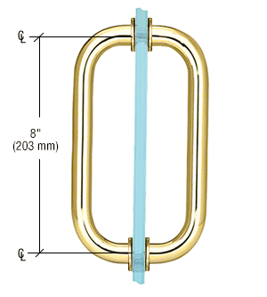 GDI Polished Brass 8" Back-to-Back Solid Brass 3/4" Diameter Pull Handles with Metal Washers